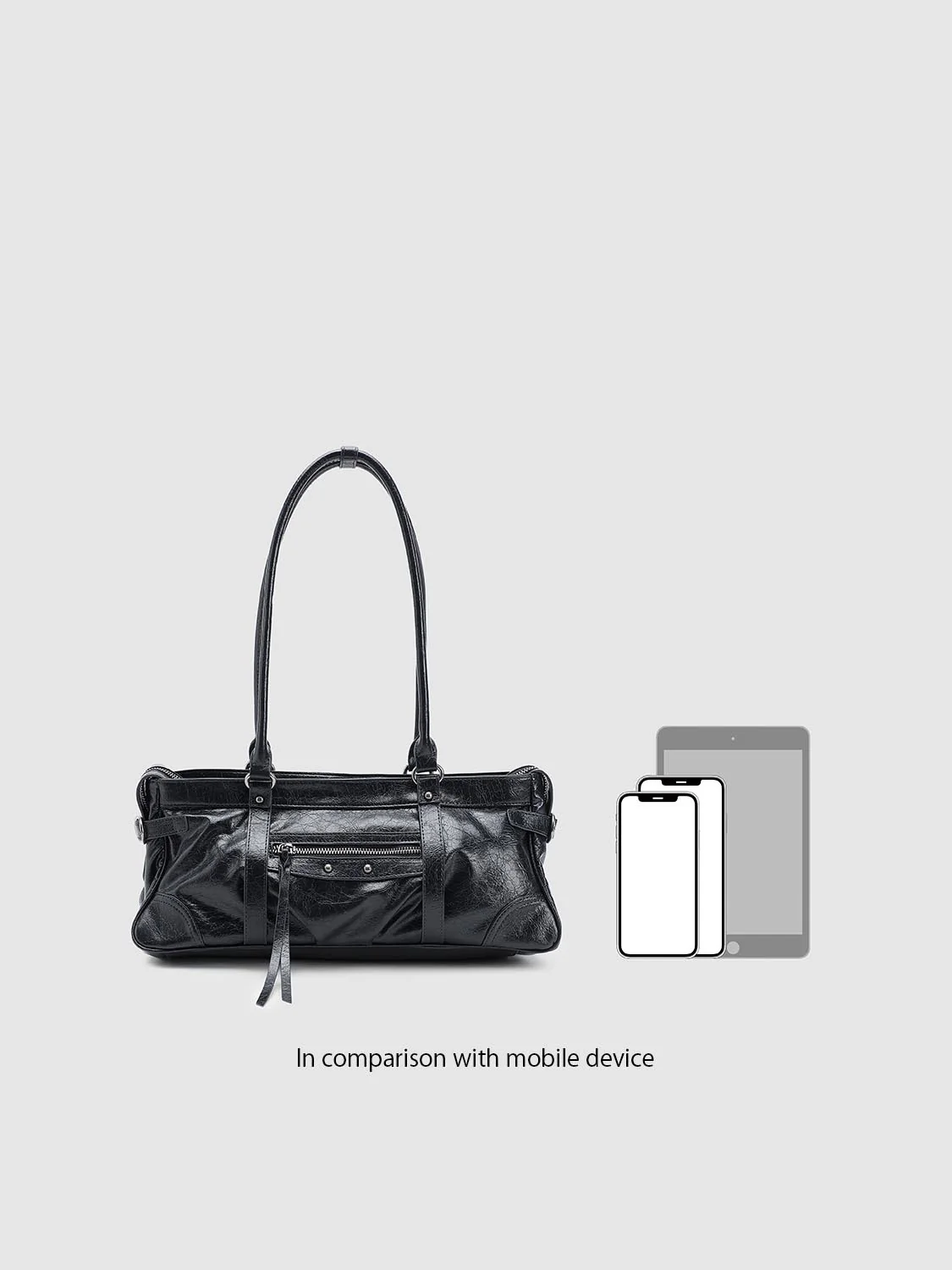 Faux Leather Belt Detail Shoulder Bowling Bags - Image 7