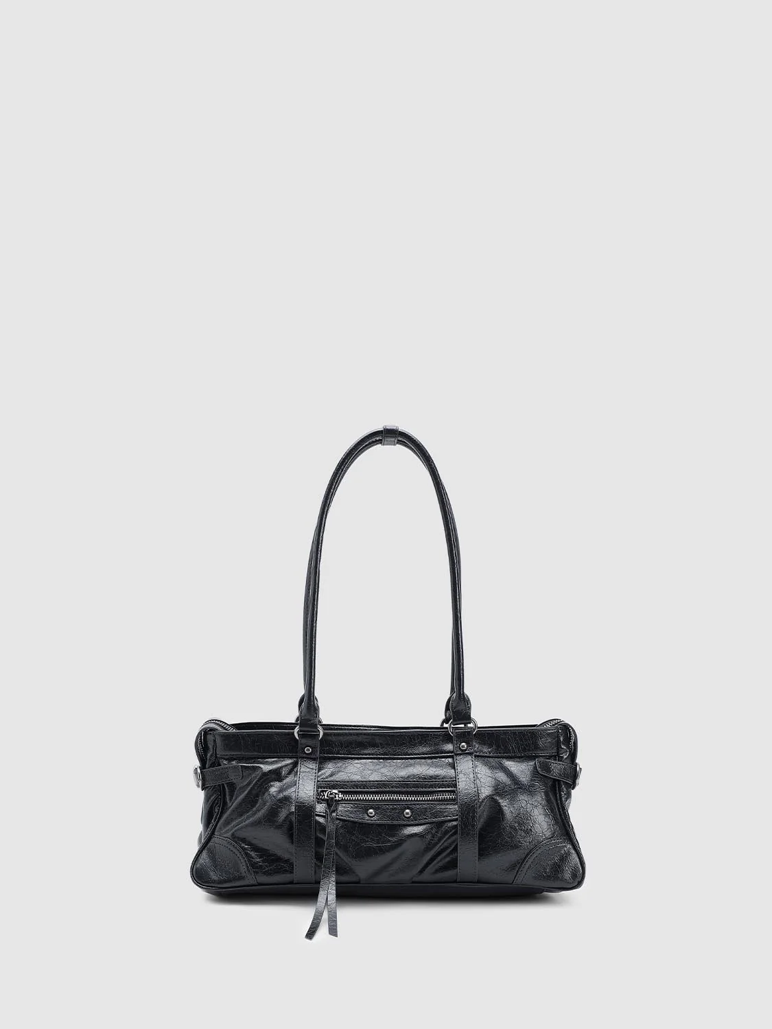 Faux Leather Belt Detail Shoulder Bowling Bags - Image 9