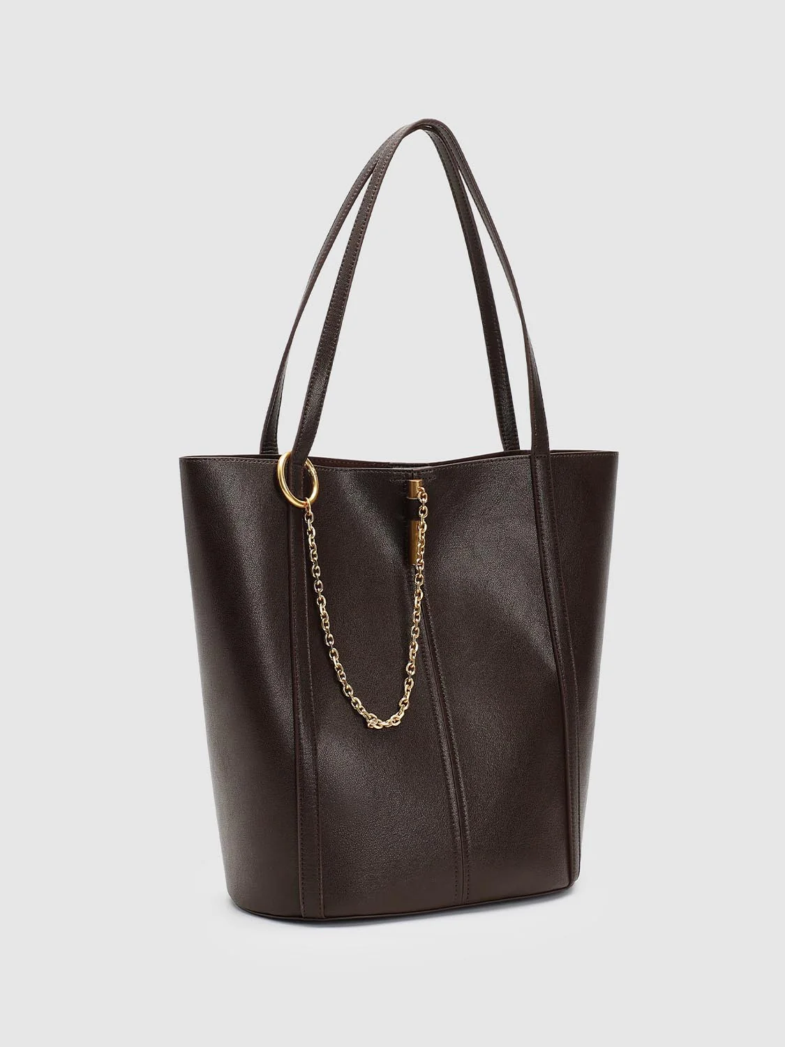 Faux Leather Chain Detail Bucket Shoulder Bags - Image 2