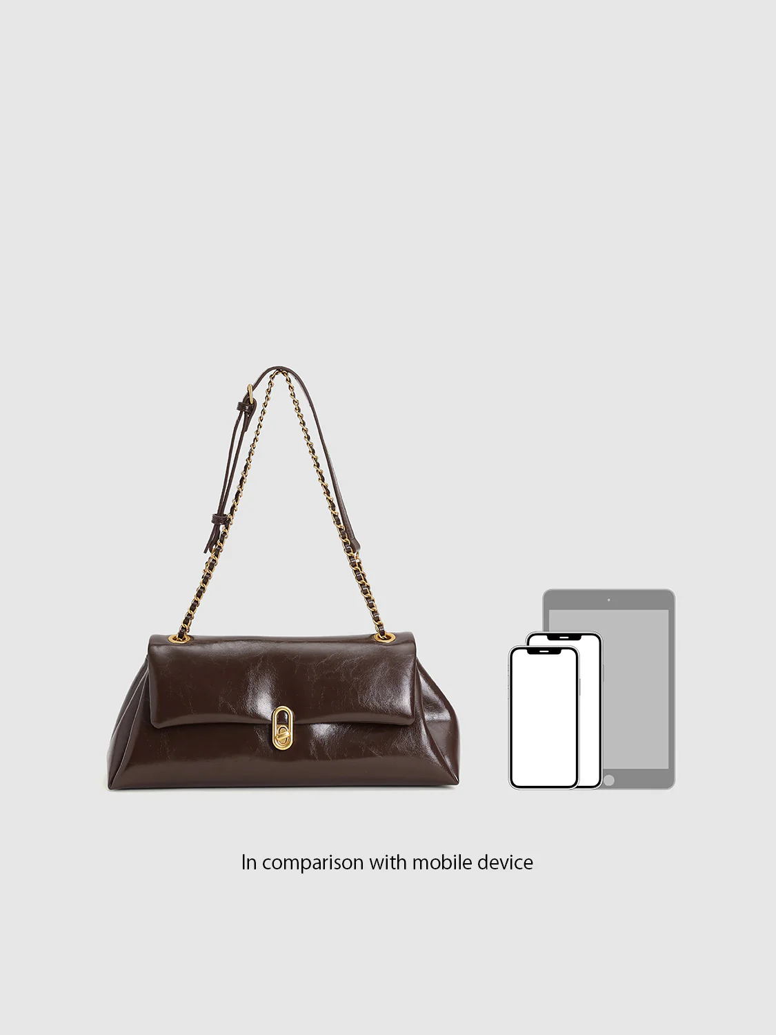 Faux Leather Chain Detail Shoulder Bags - Image 7