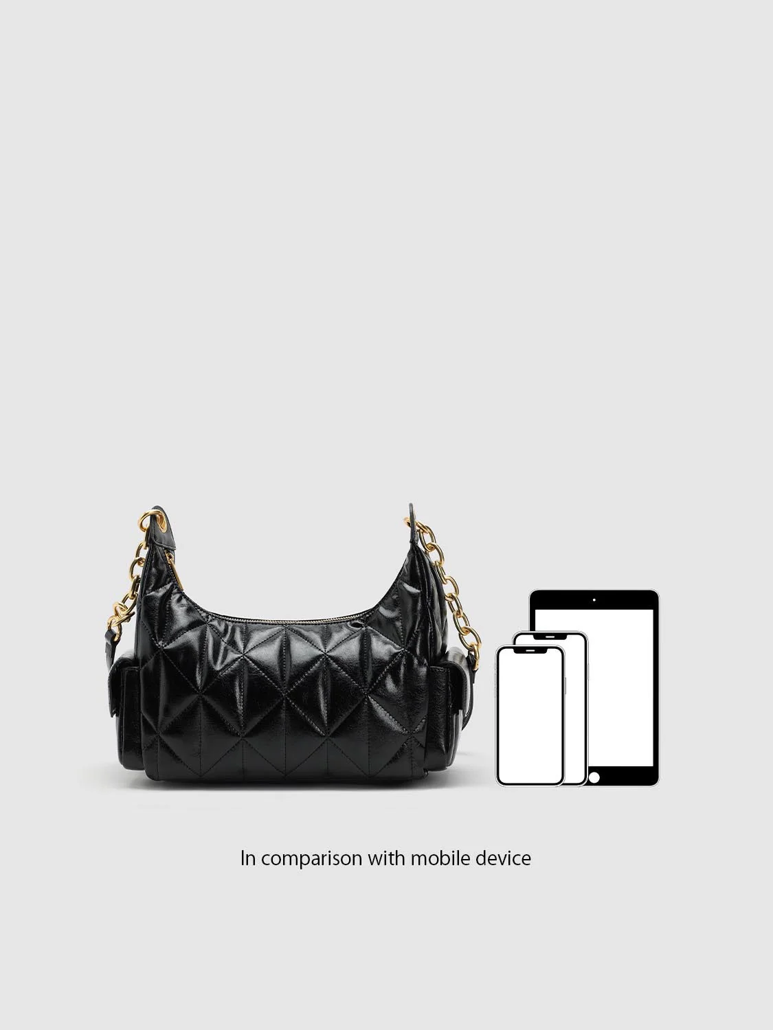 Faux Leather Chain Detail Shoulder Crossbody Bags - Image 7