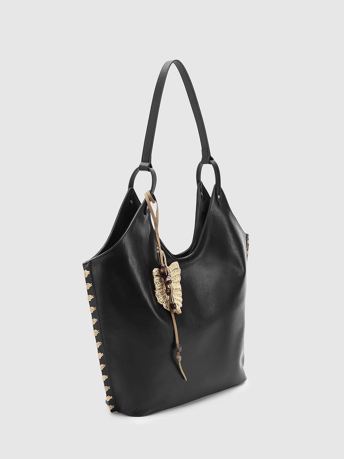 Faux Leather Crochet Detail Shoulder Bags - Image 2