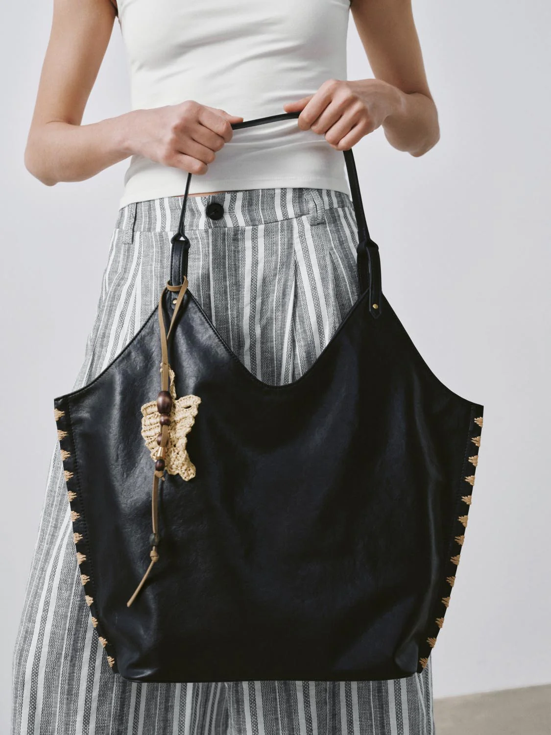 Faux Leather Crochet Detail Shoulder Bags - Image 8