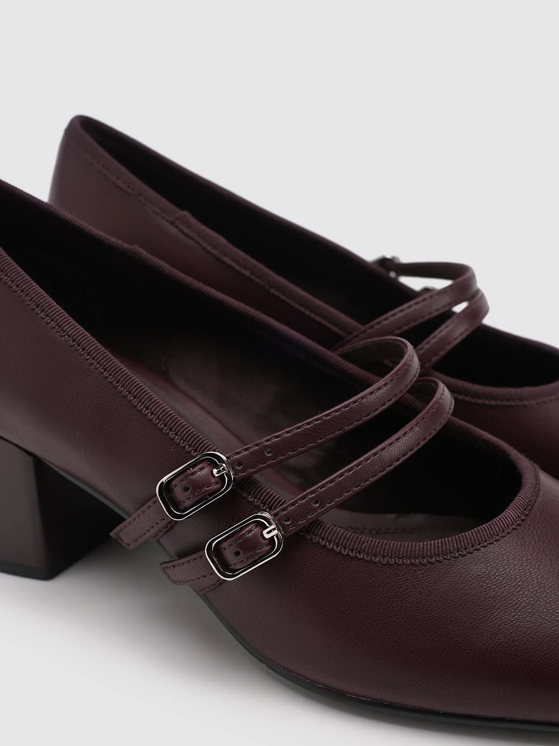 Faux Leather Strappy Chunky Heeled Pumps - Image 7