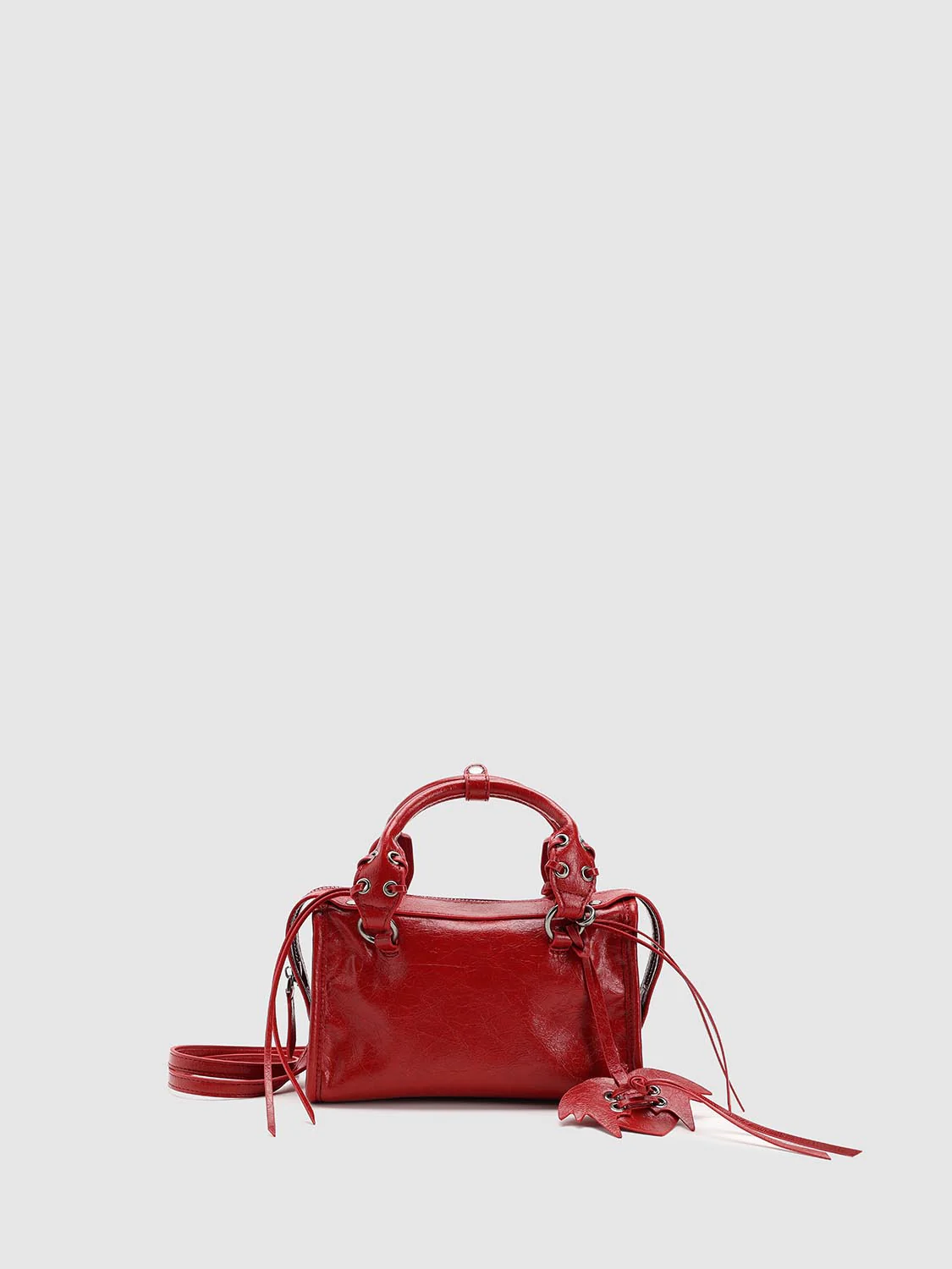 Faux Leather String Detail Handle Shoulder Bags - Image 2