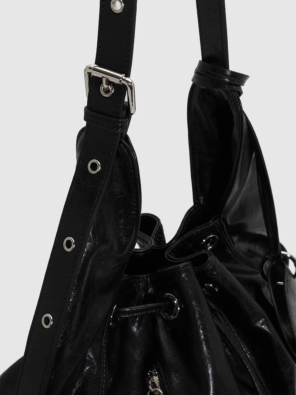 Faux Leather String Detail Shoulder Bags - Image 6