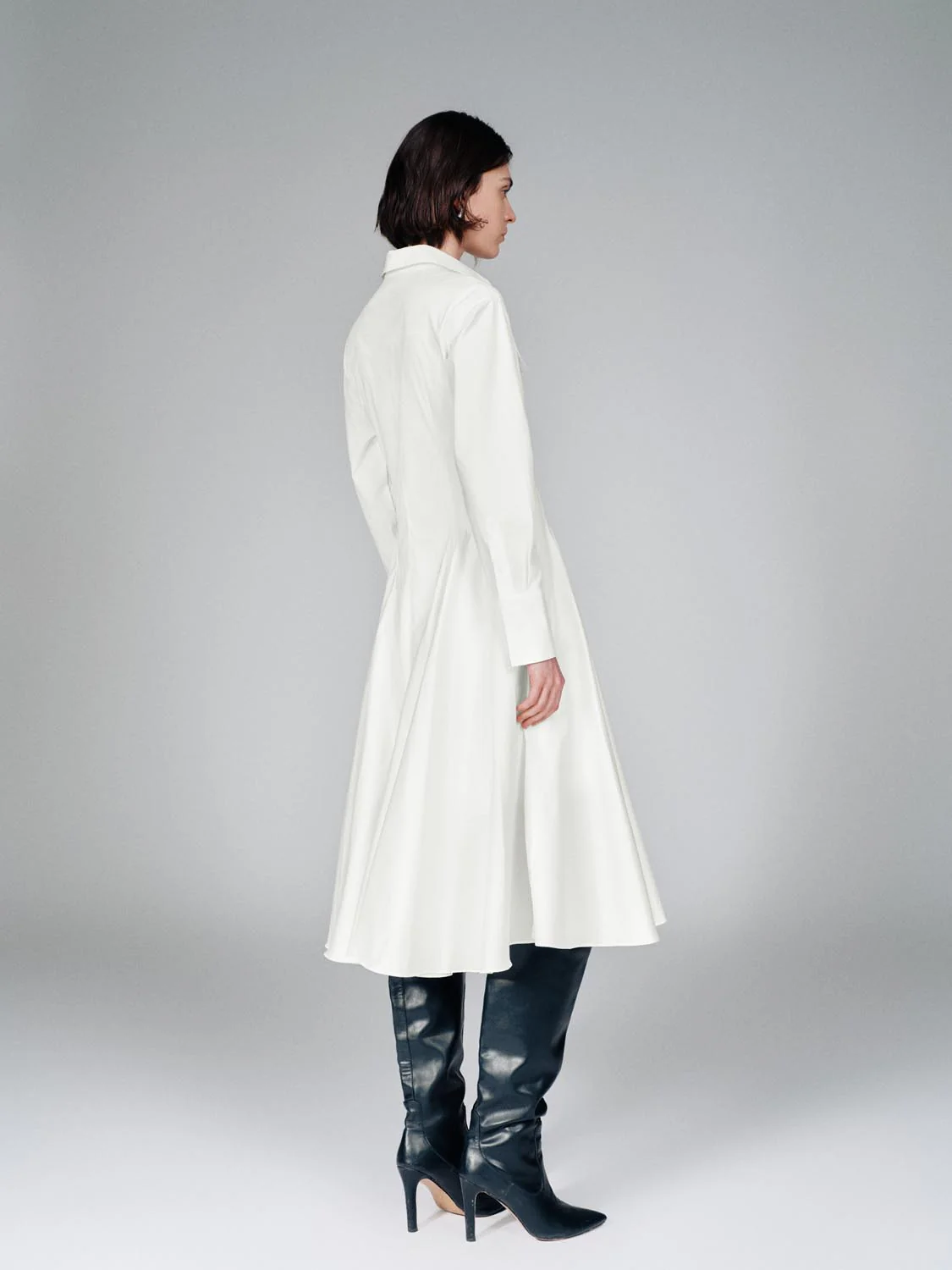 Flap Pocket Collared A-Line Midi Dresses - Image 6
