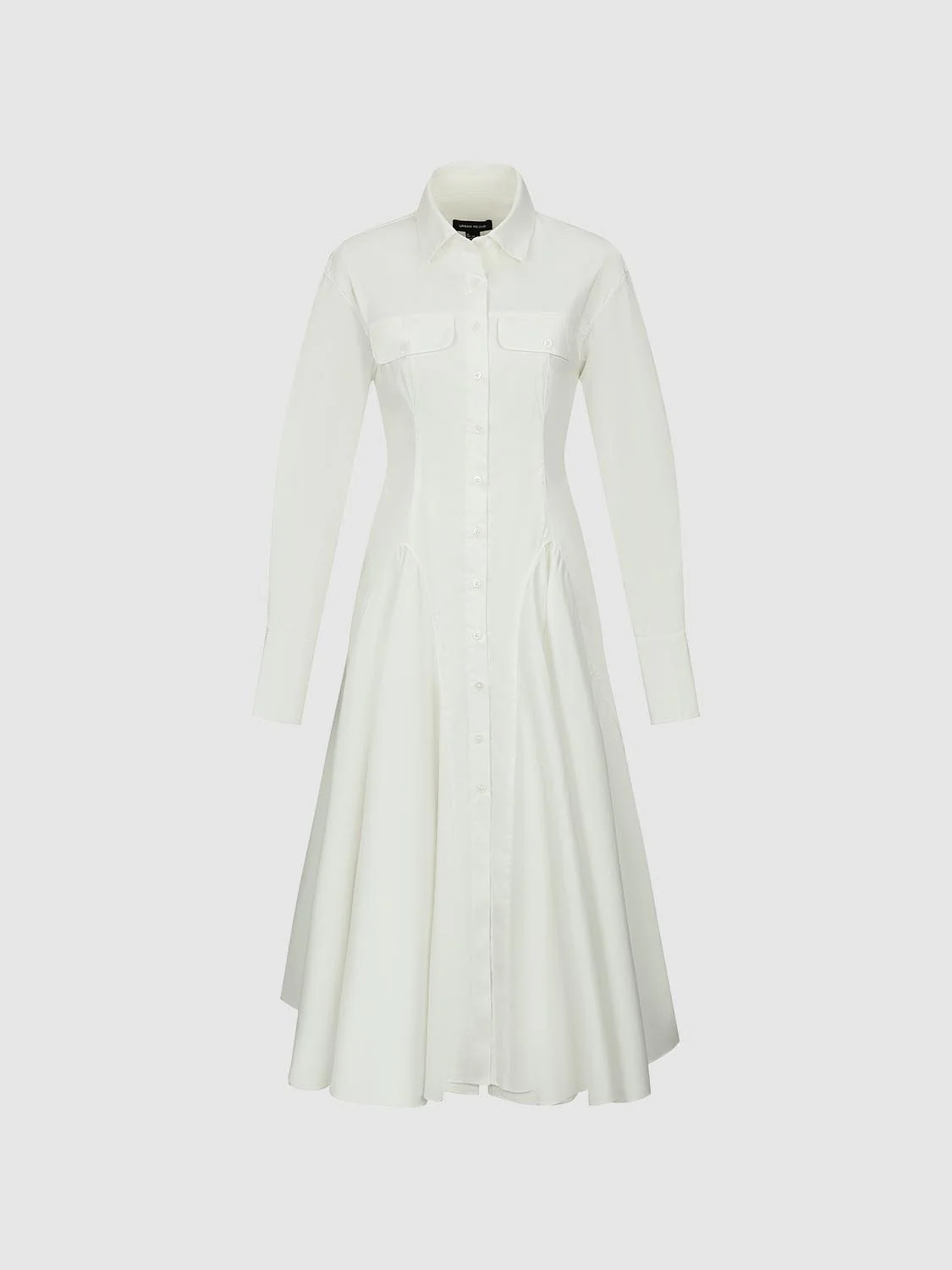 Flap Pocket Collared A-Line Midi Dresses - Image 7
