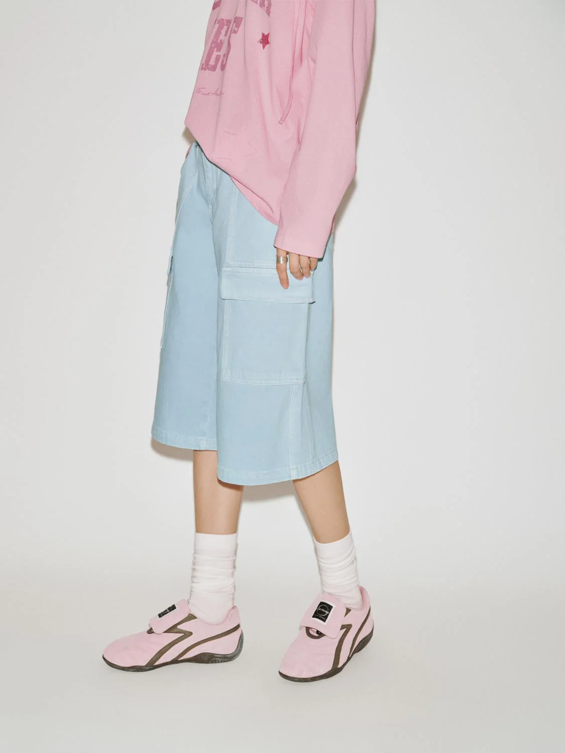 Flap Pocket Wide Leg Denim Shorts - Image 3