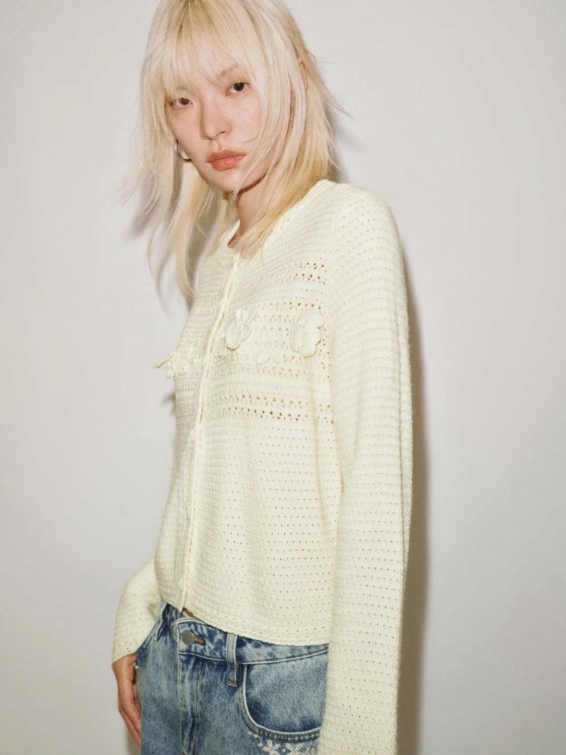 Floral Crochet Open Knitted Cardigans - Image 2