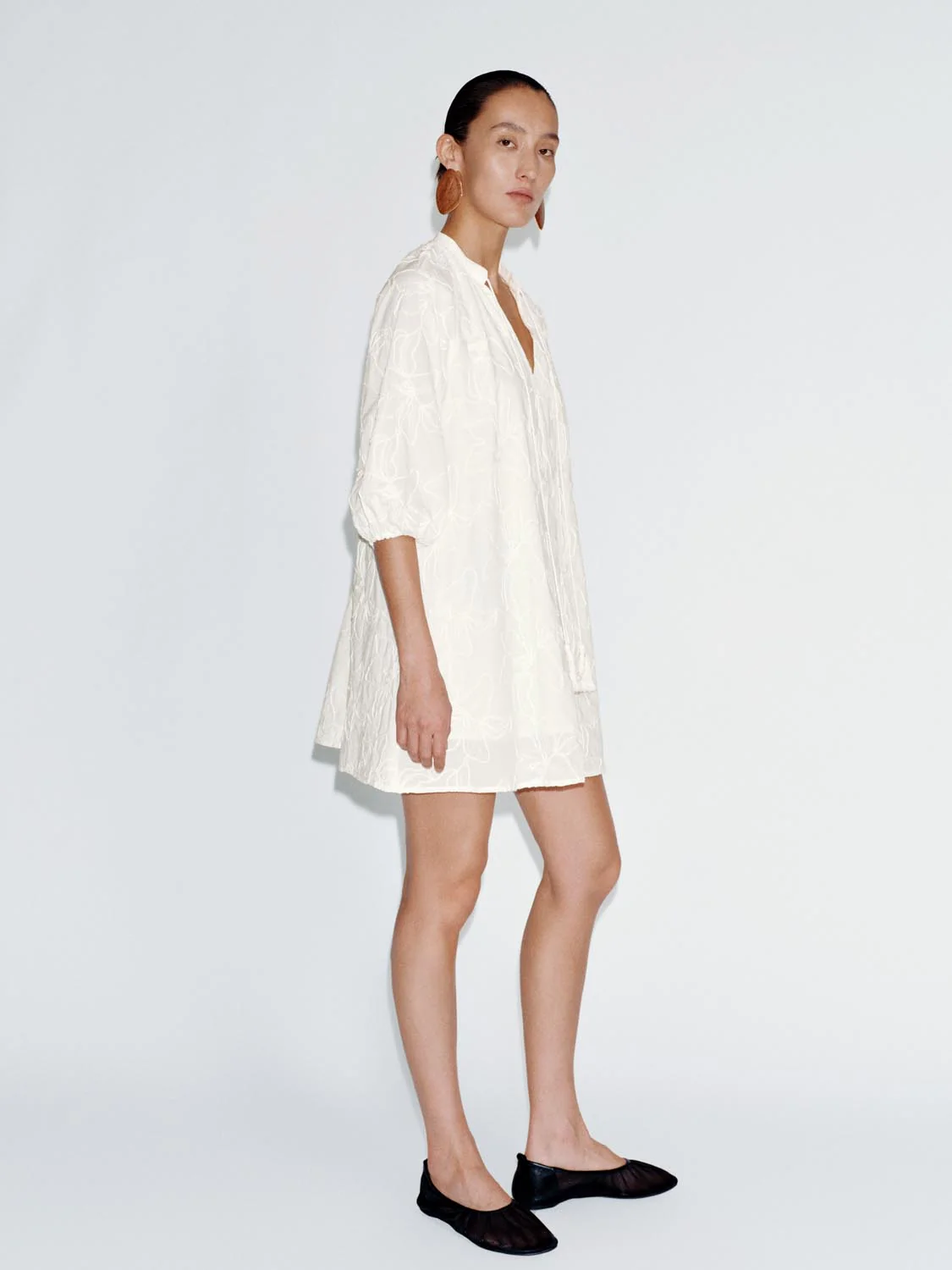 Floral Embroidered Tassel Detail A-Line Midi Dresses - Image 4