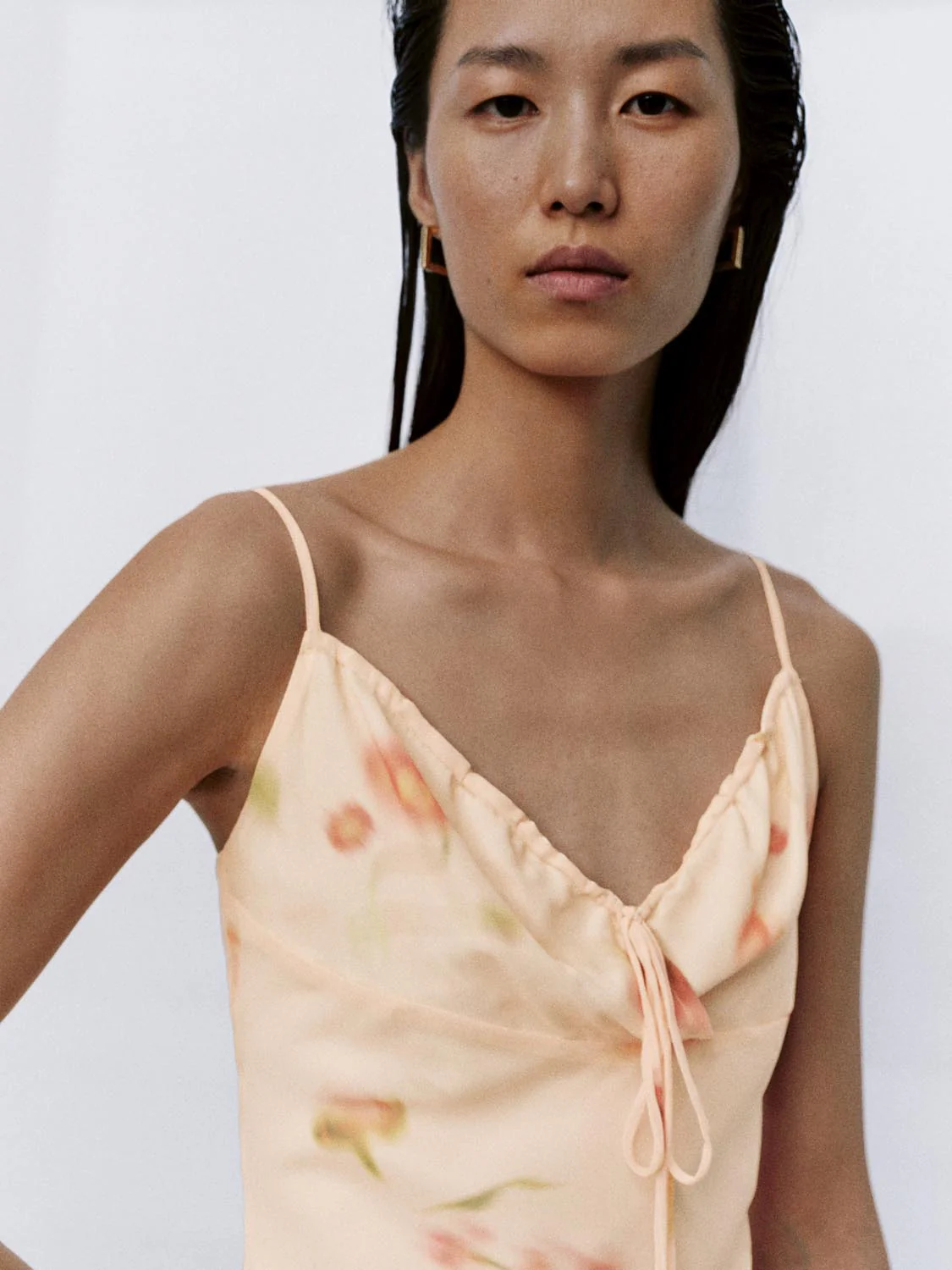 Floral Printed Strappy Drawstring Skinny-Fit A-Line Midi Dresses - Image 3