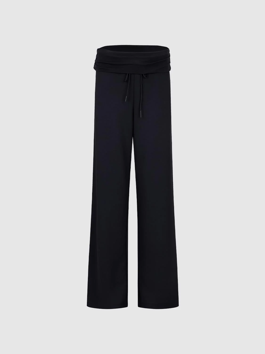 Folded Waist Drawstring Wide Leg Pants - Image 2