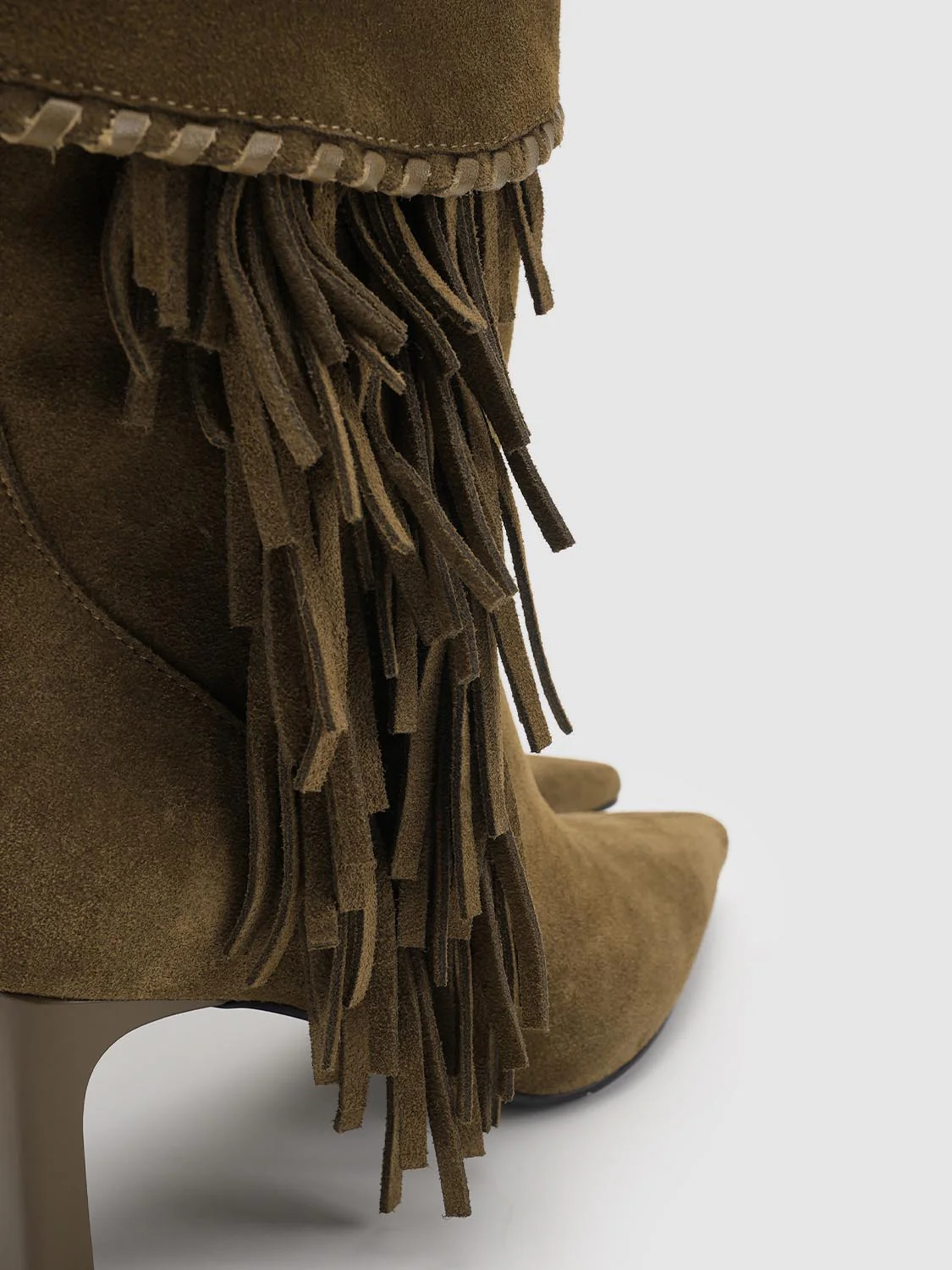 Fringe Detail Cuffed Heeled Ankle Boots - Image 6