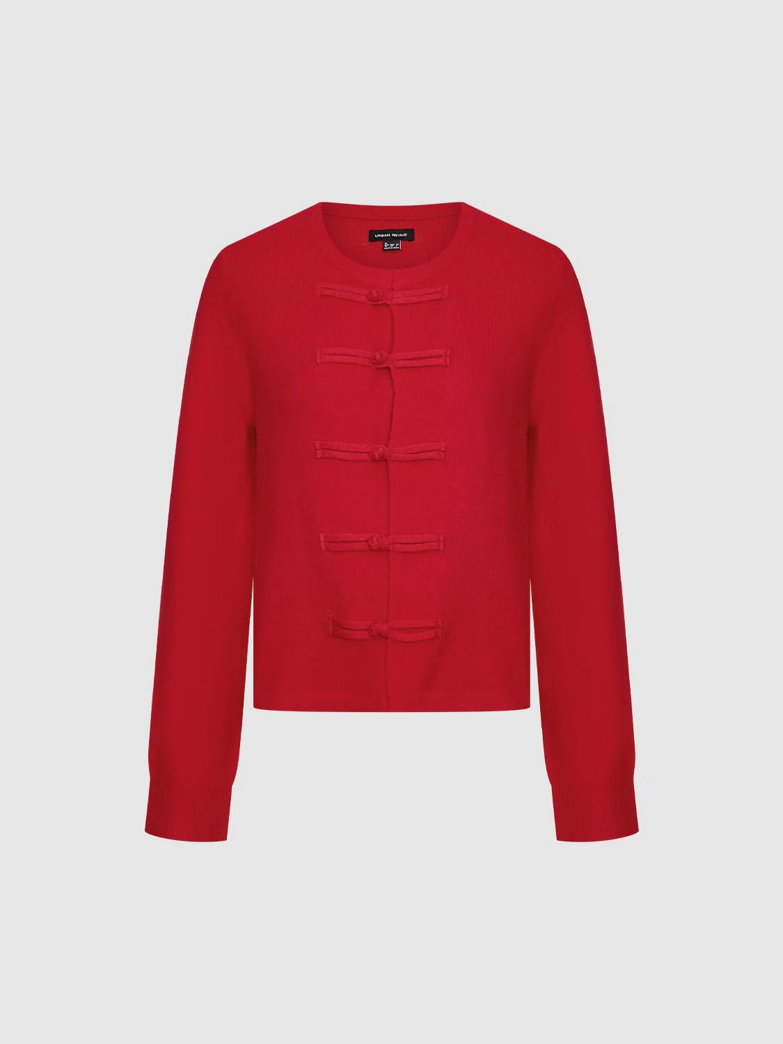 Frog Button Crew Neck Knitted Cardigans - Image 7