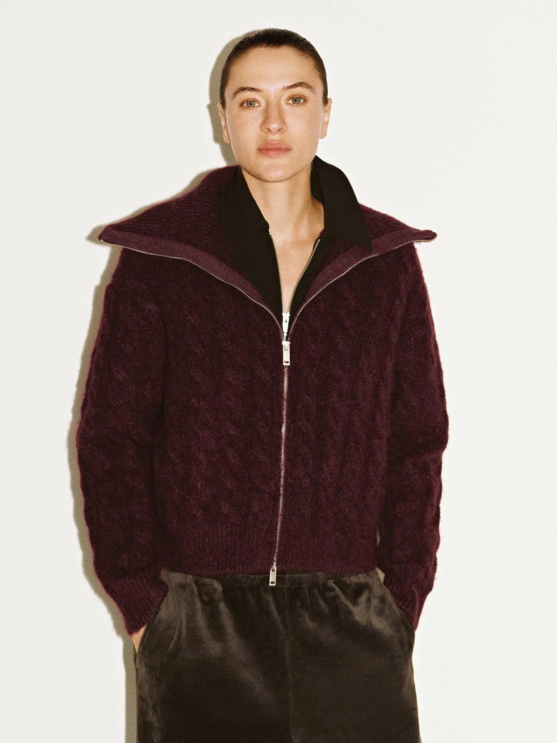 Full Zip Braid Knitted Cardigans