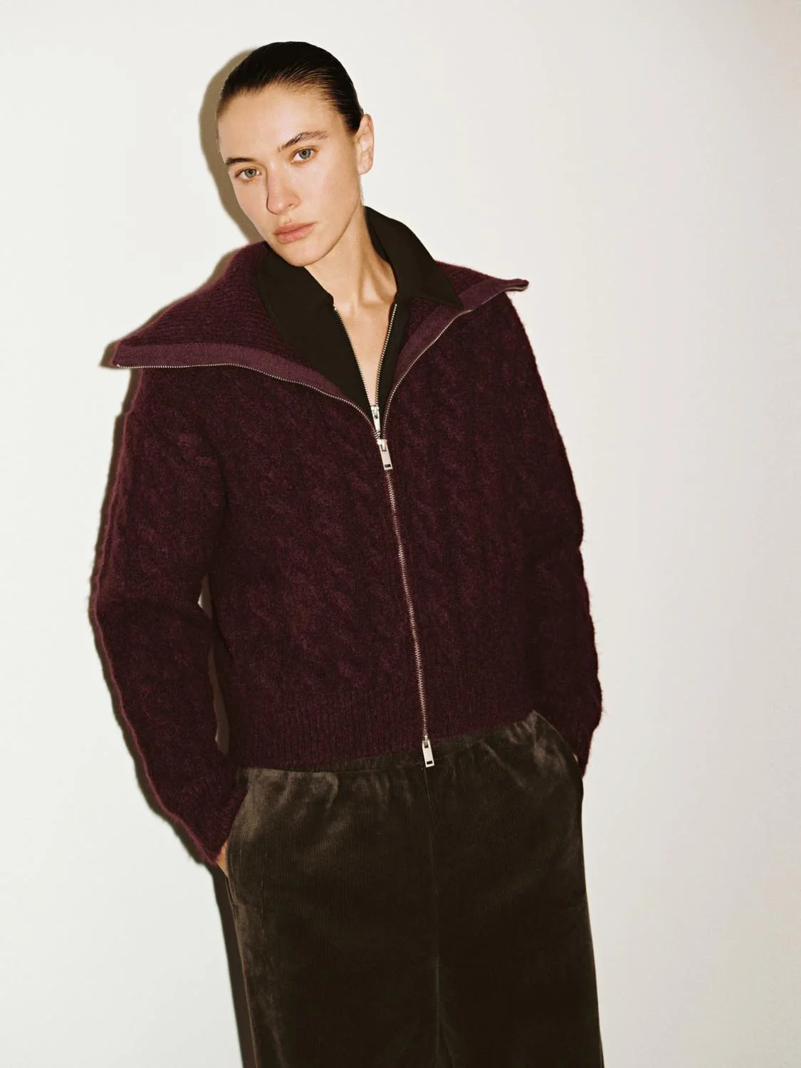 Full Zip Braid Knitted Cardigans - Image 2