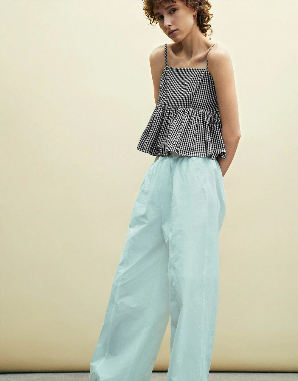 Gingham Off-Shoulder Cami Top - Image 23