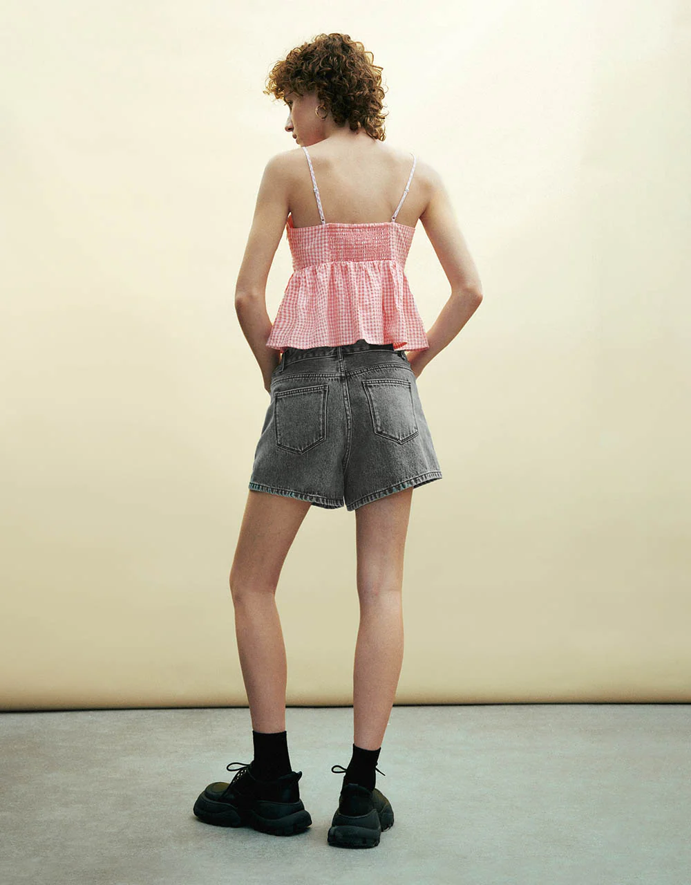 Gingham Off-Shoulder Cami Top - Image 6