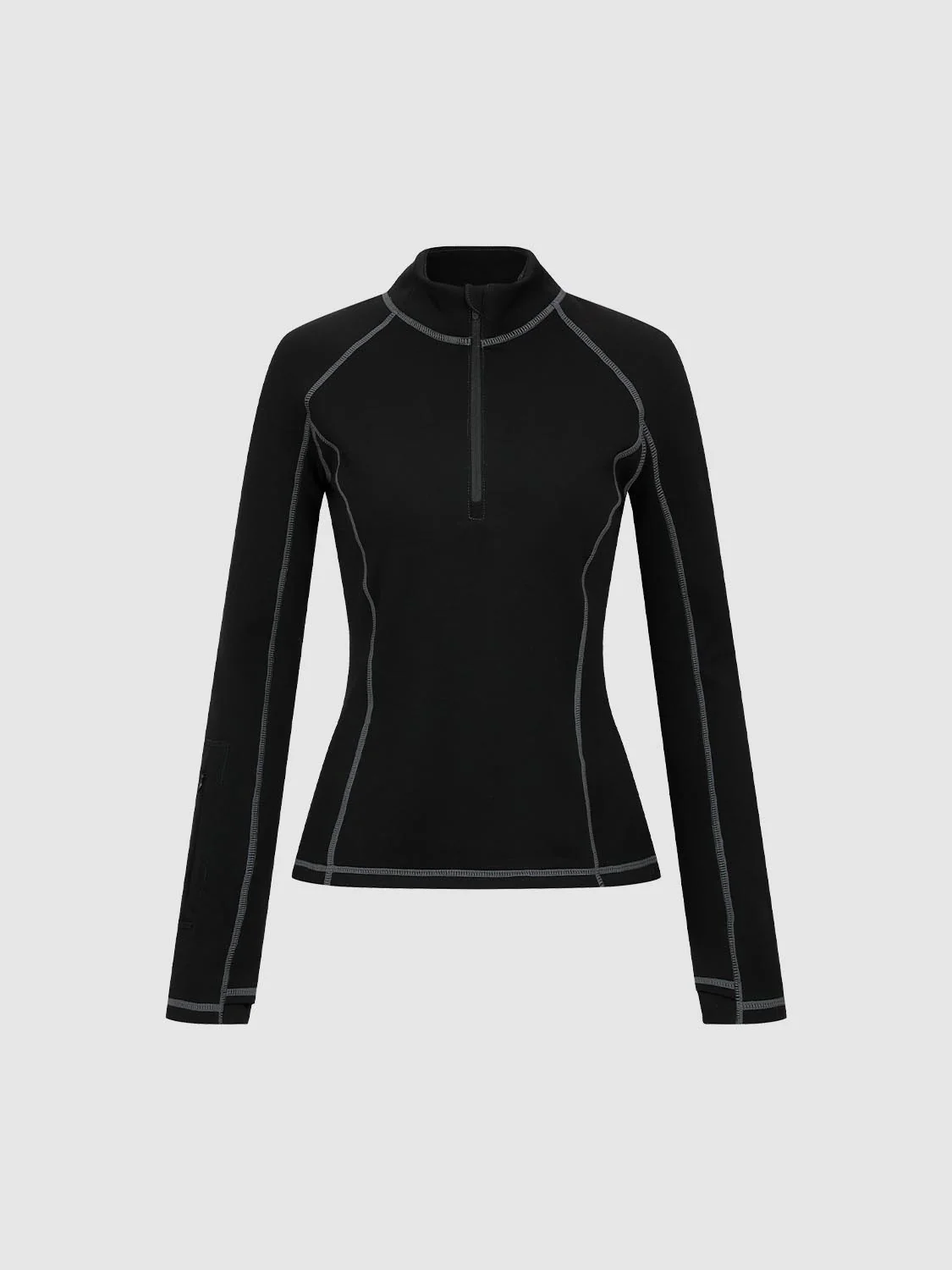 Half Zip Seamed Stitch Detail T-Shirts - Image 4