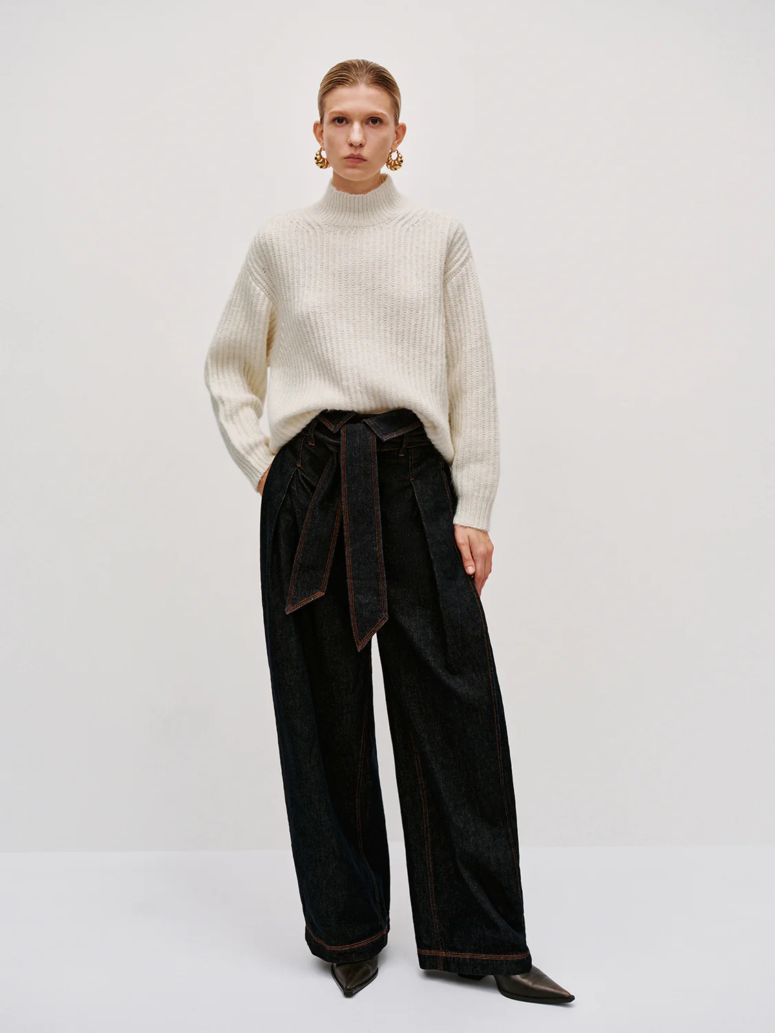 High Neck Long Sleeve Knitted T-Shirts - Image 4