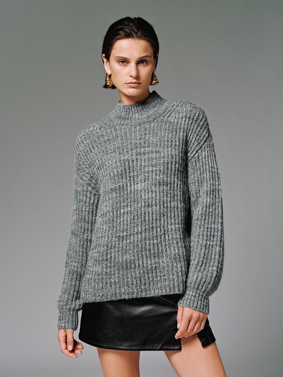 High Neck Long Sleeve Knitted T-Shirts - Image 9