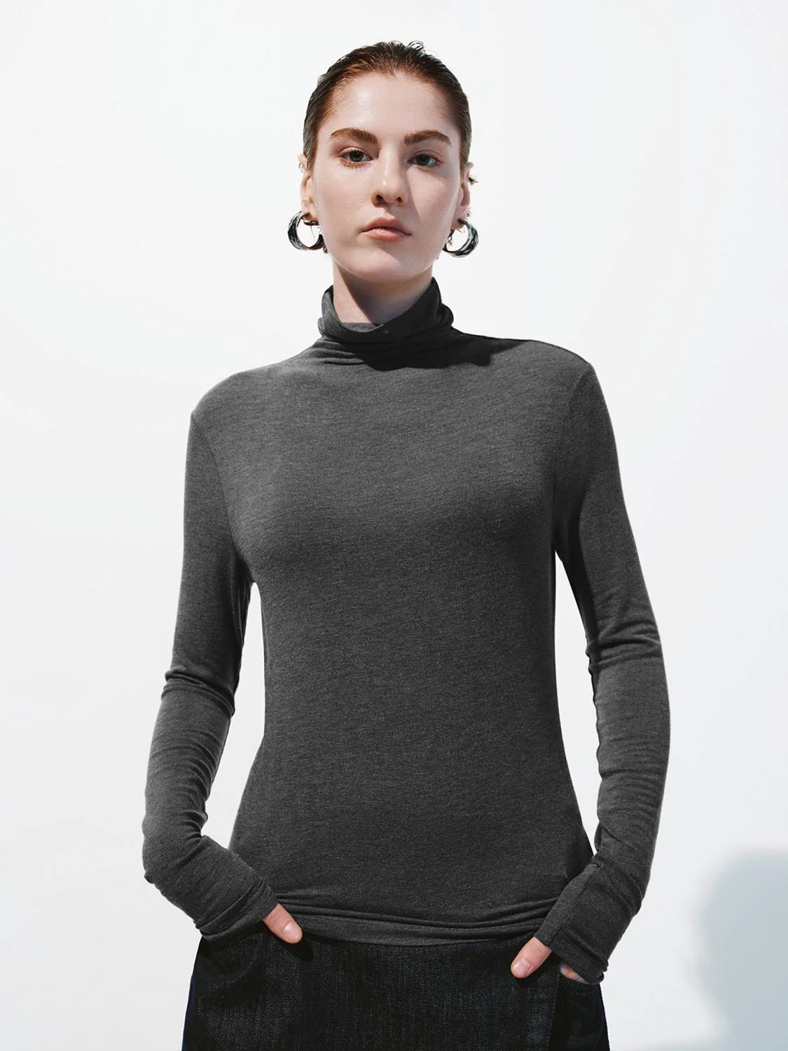 High Neck Long Sleeve T-Shirts - Image 36