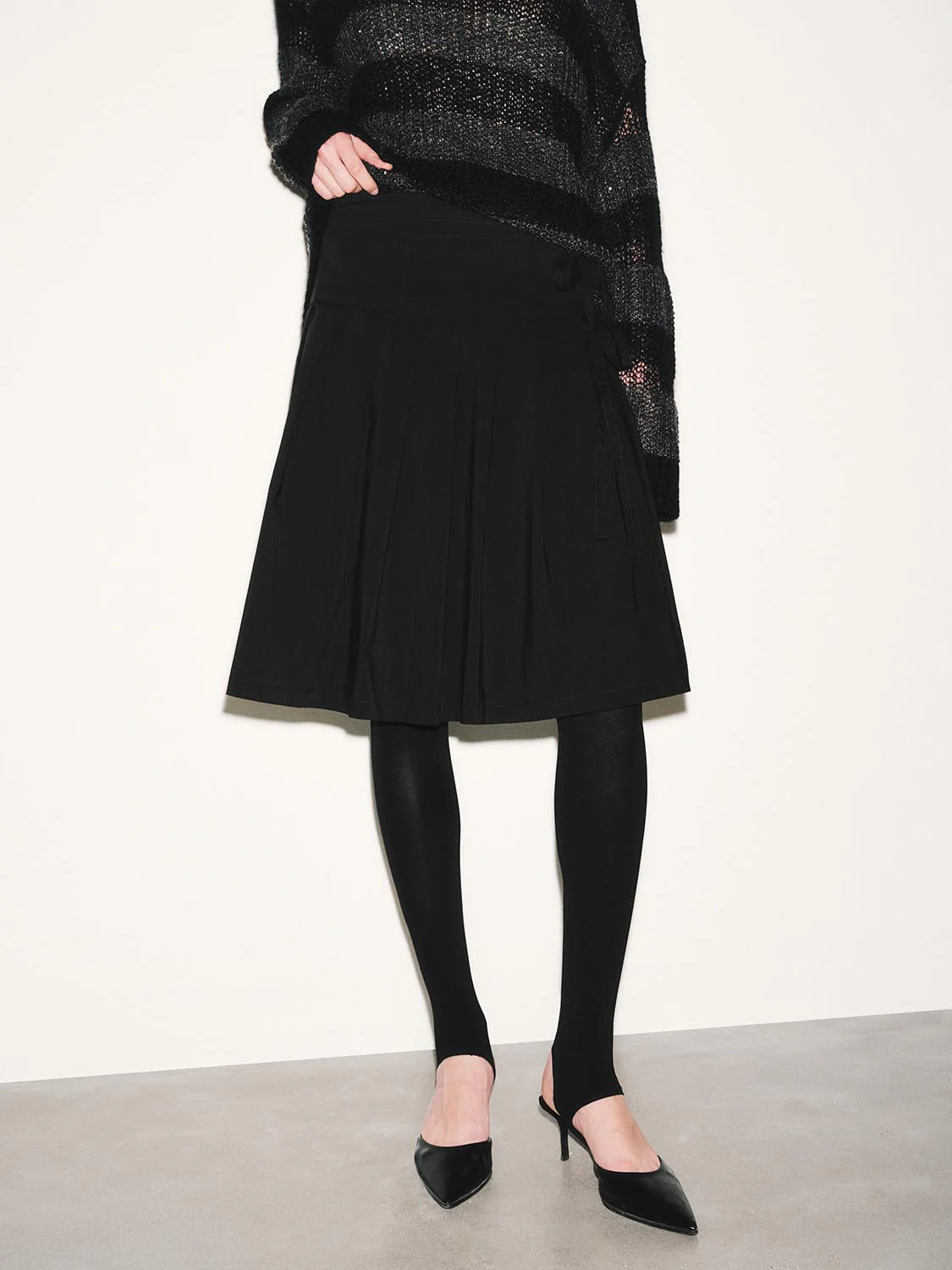 High-Waist Pleated A-Line Midi Skirts