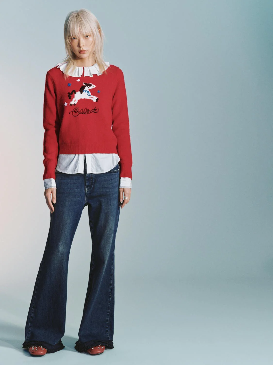 Intarsia Long Sleeve Knitted T-Shirts - Image 5
