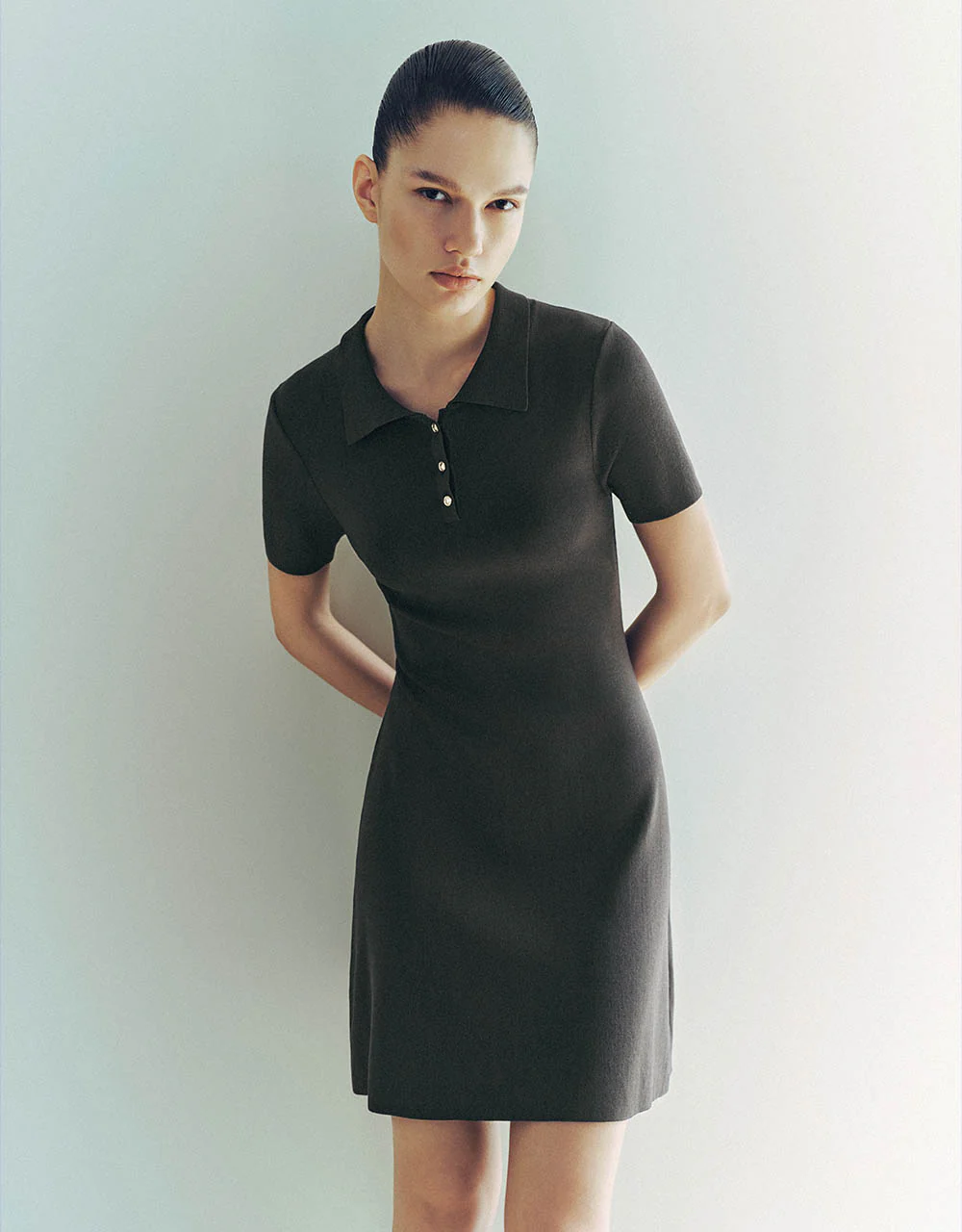 Knitted Skinny Polo Dress - Image 17