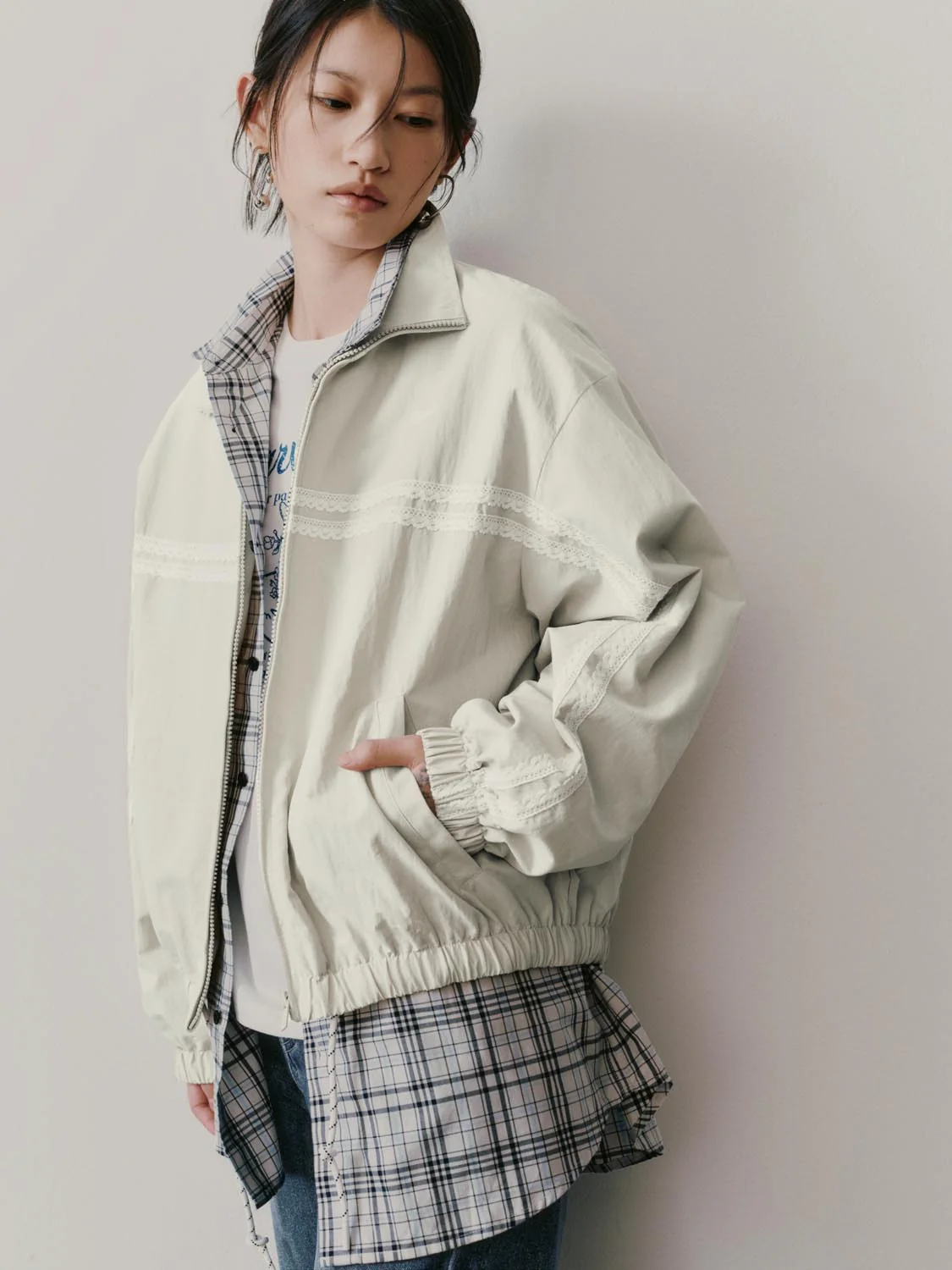 Lace Detail Full Zip Track Jackets - Image 10