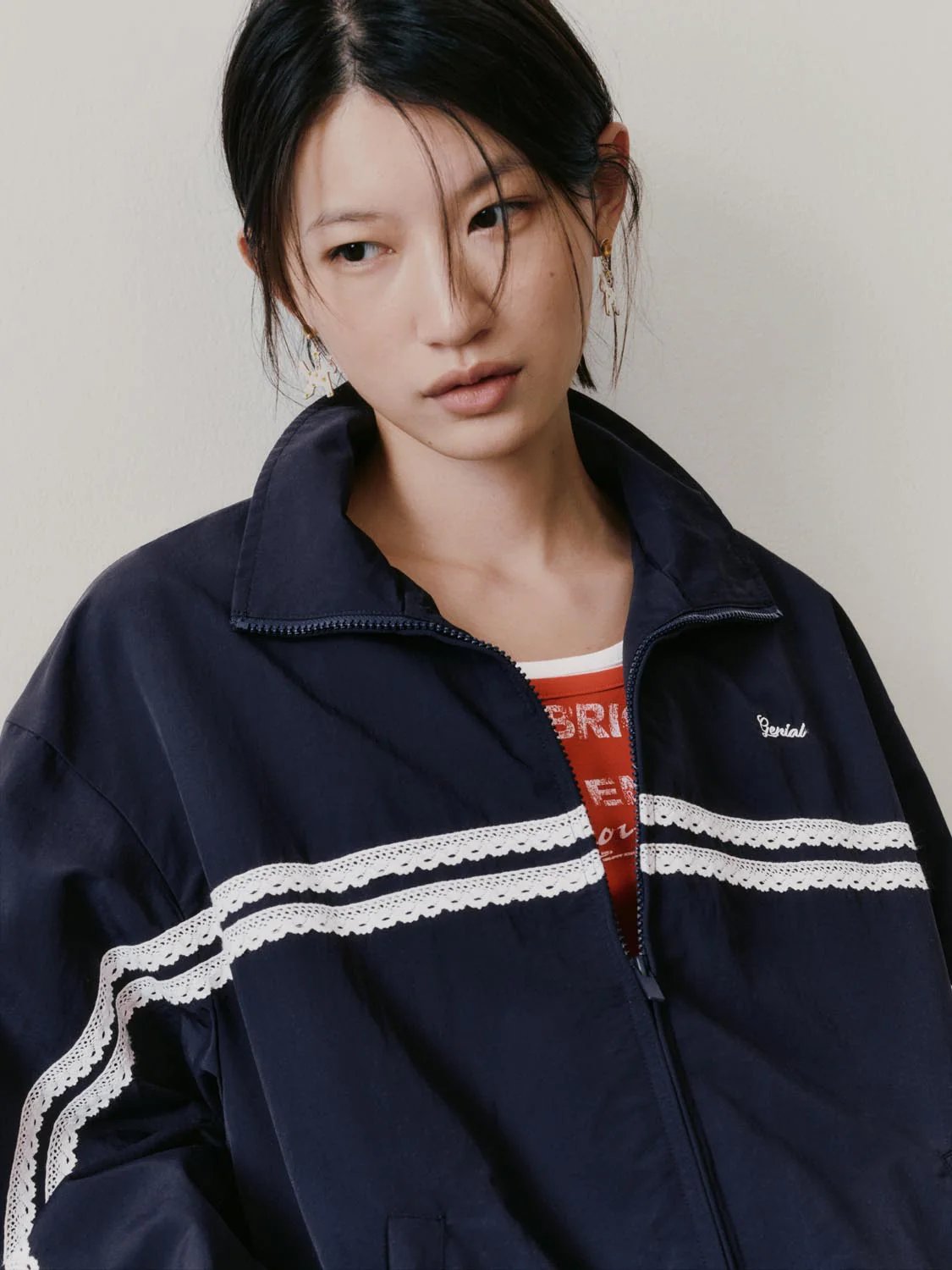 Lace Detail Full Zip Track Jackets - Image 3
