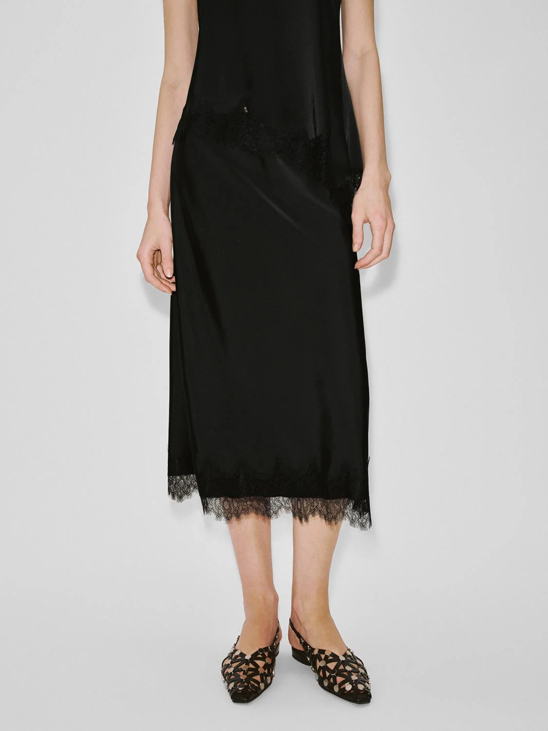 Lace Hem A-Line Midi Skirts - Image 18