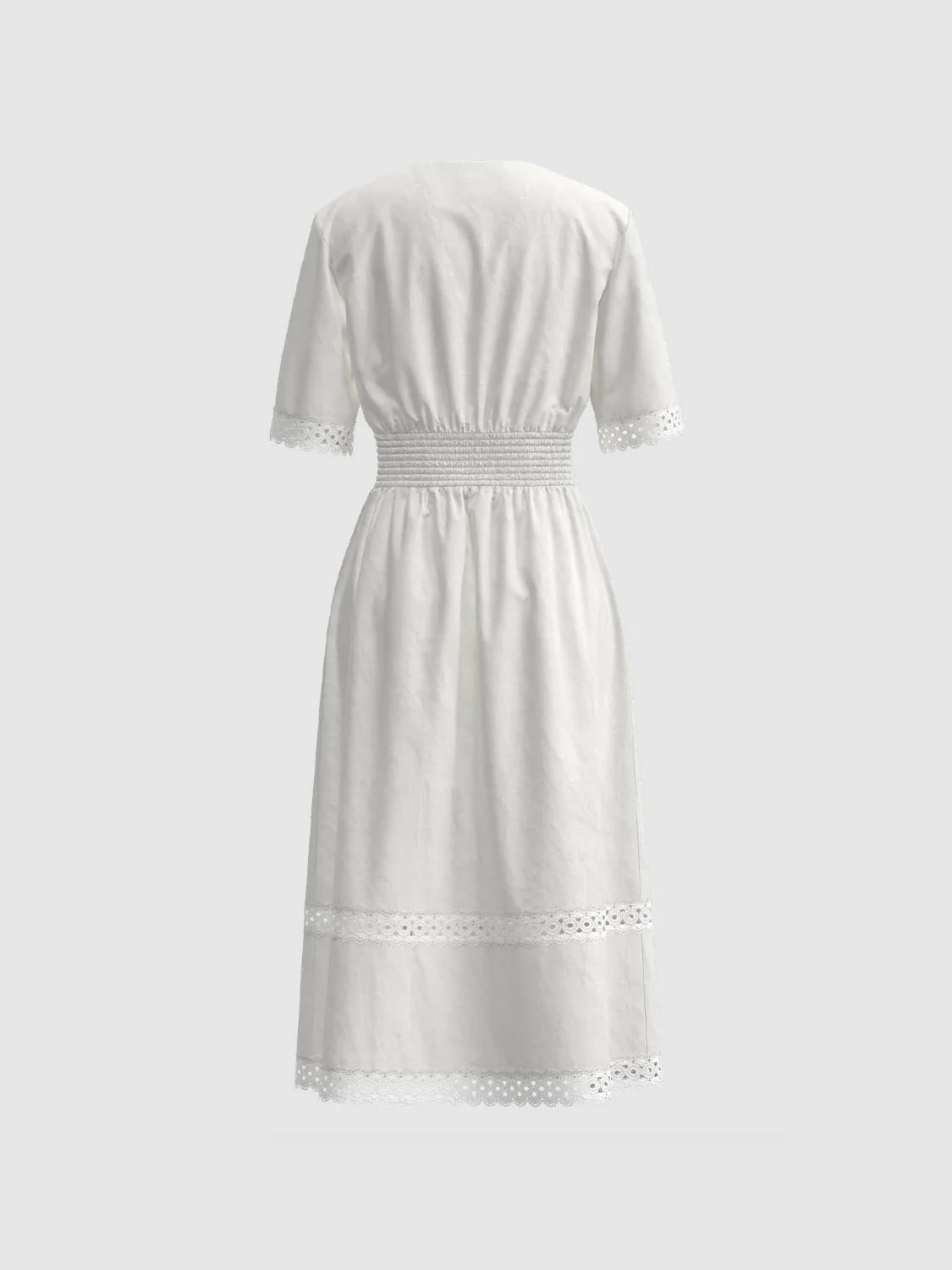 Lace Trim A-Line Midi Dresses - Image 3