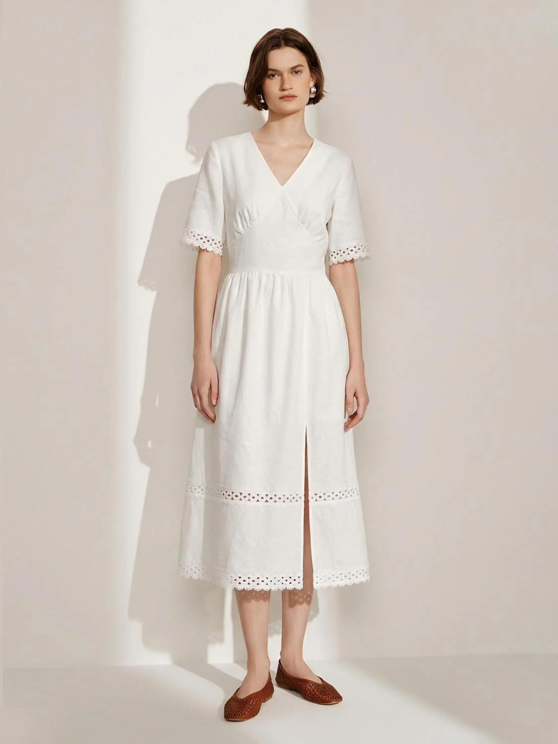 Lace Trim A-Line Midi Dresses - Image 5
