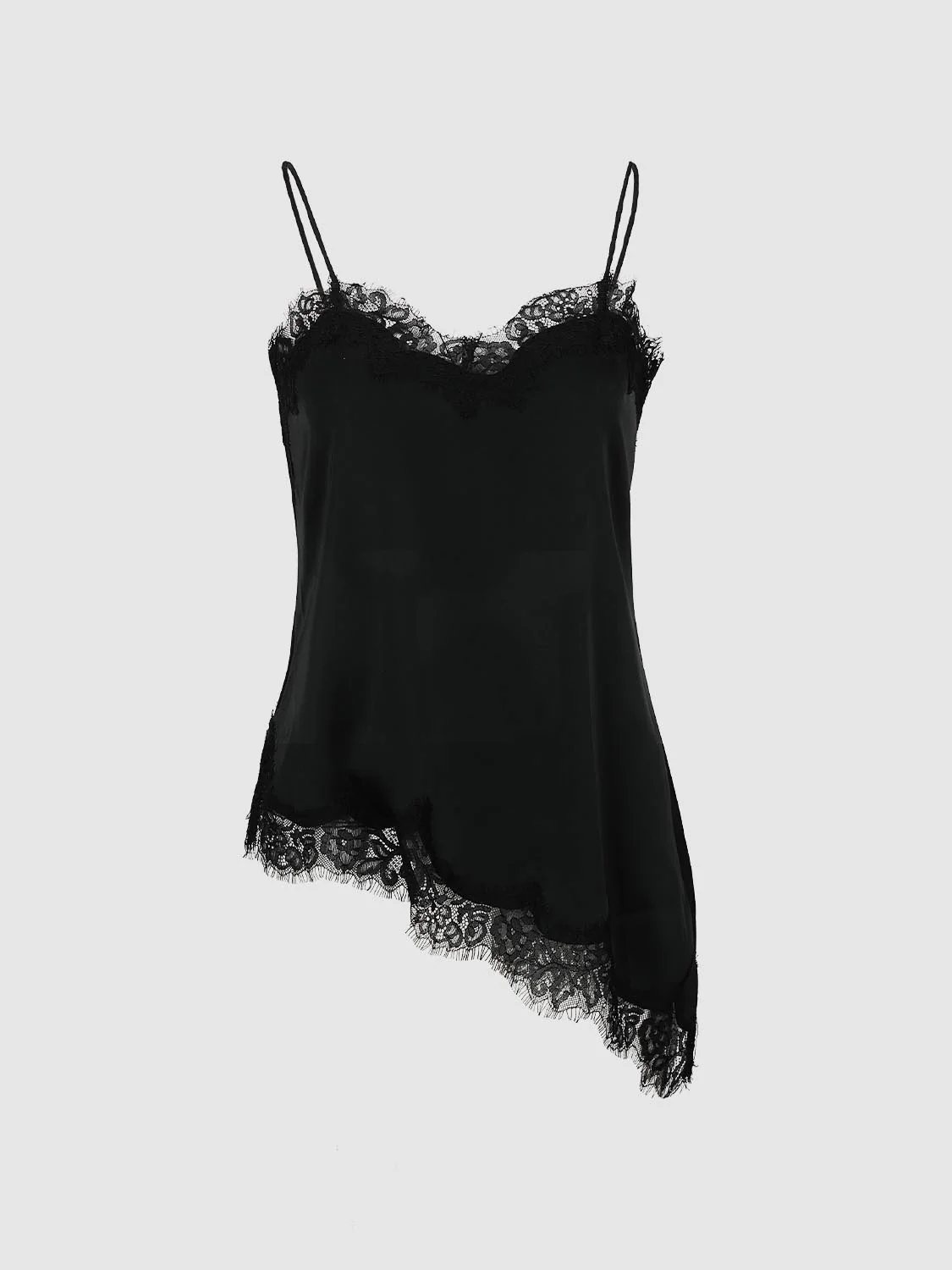 Lace Trim Asymmetric Strappy Tops - Image 7