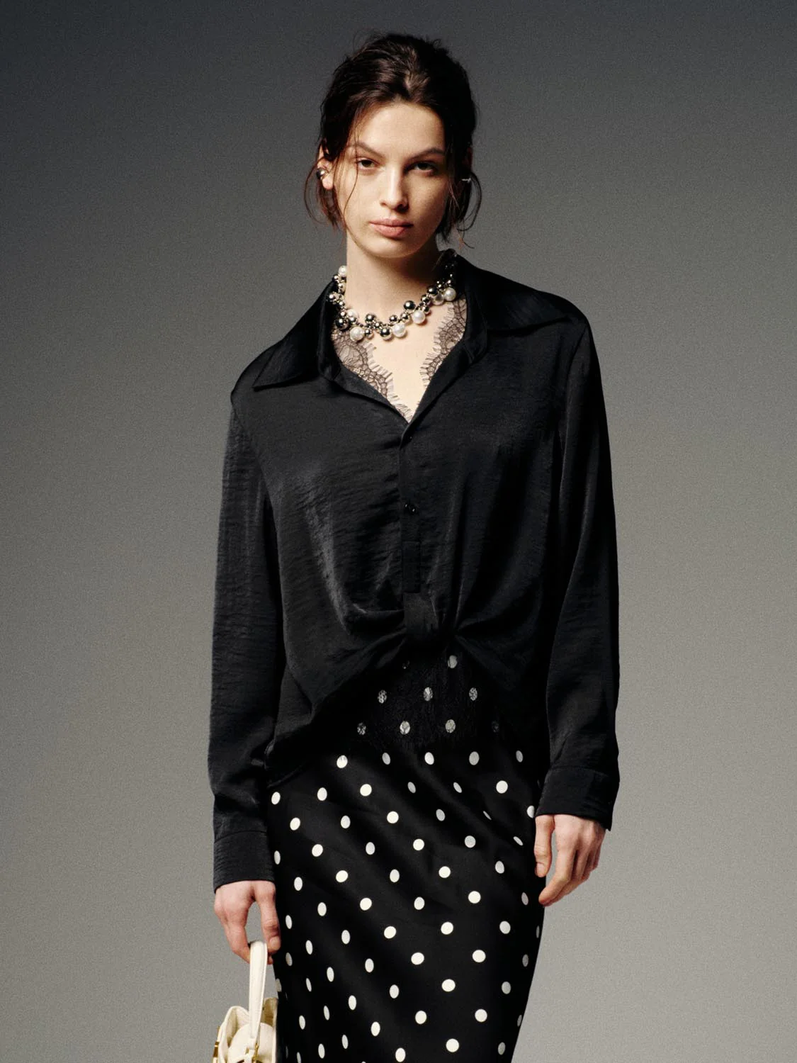 Lace Trim Front Knot Overhead Shirt - Image 9