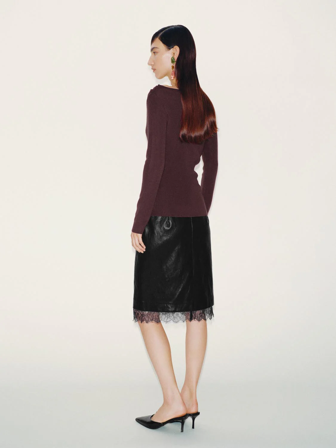 Lace Trim Straight Midi Skirts - Image 5