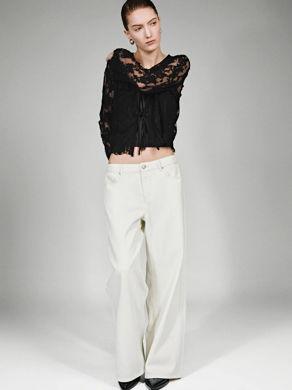 Laced Bow Detail Blouse Shirts - Image 5