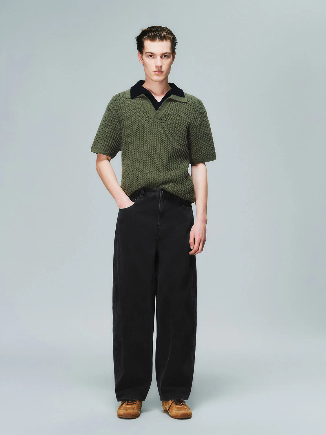 Lapel Crochet Short Sleeve T-Shirts - Image 4