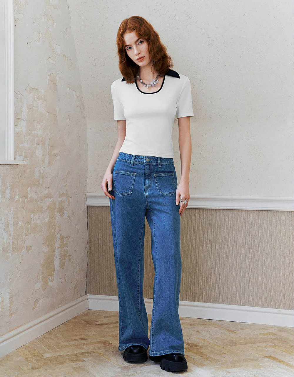 Lapel Skinny Knitted T-Shirt - Image 16