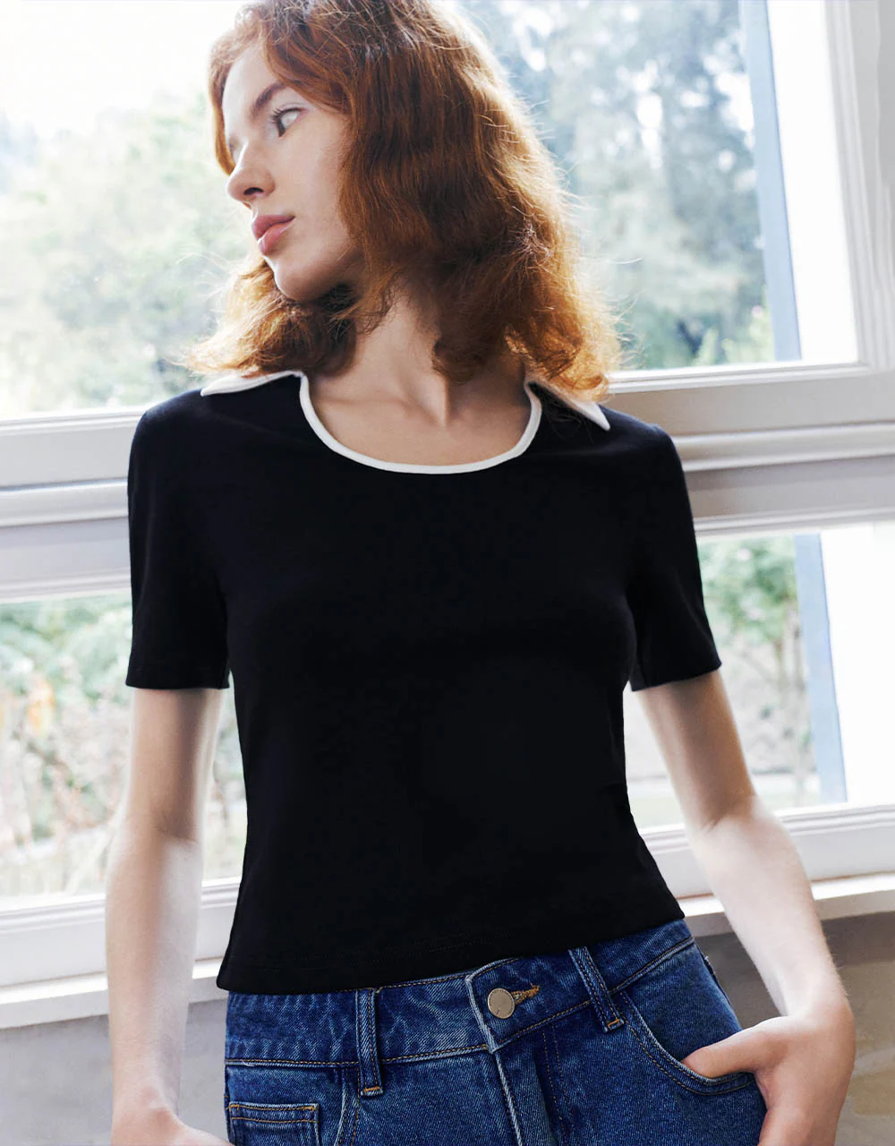 Lapel Skinny Knitted T-Shirt - Image 2