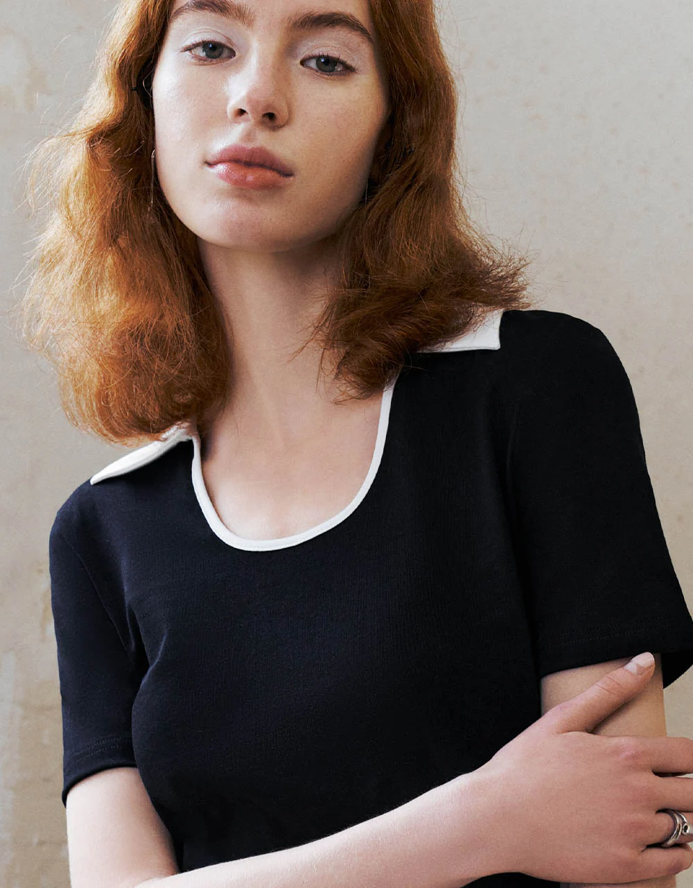 Lapel Skinny Knitted T-Shirt - Image 3