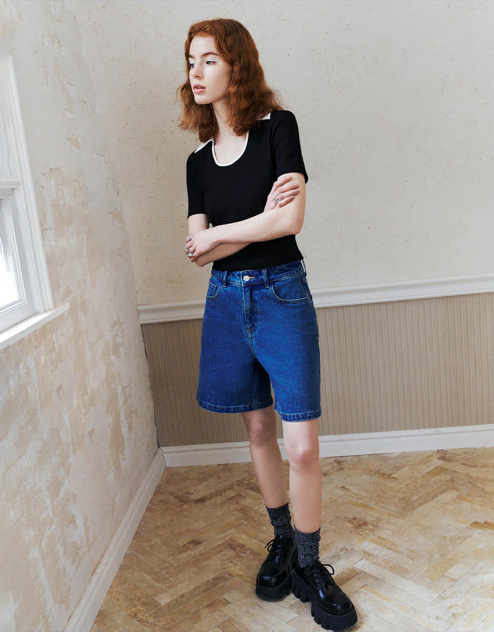 Lapel Skinny Knitted T-Shirt - Image 7