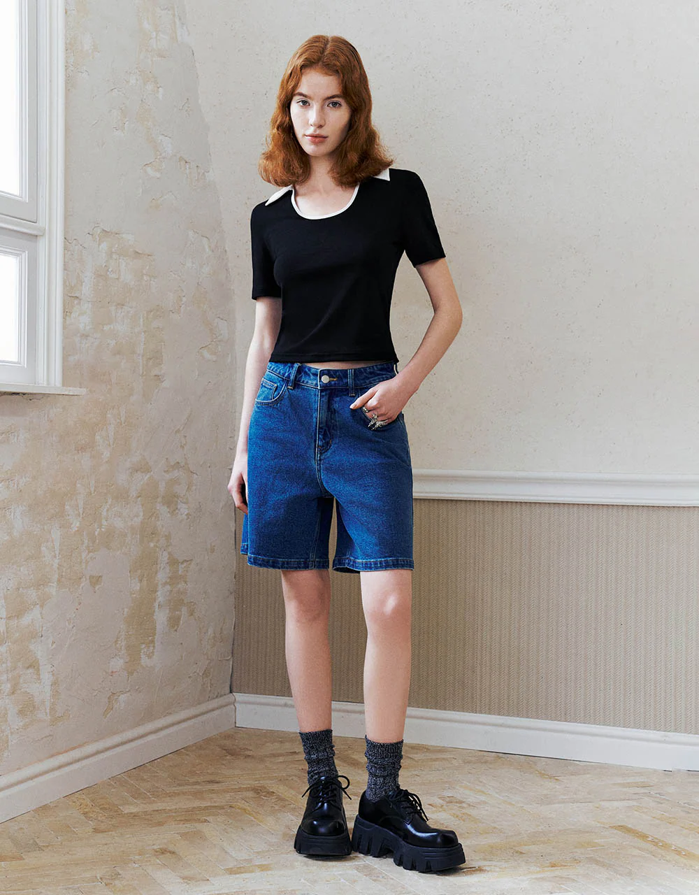 Lapel Skinny Knitted T-Shirt - Image 8