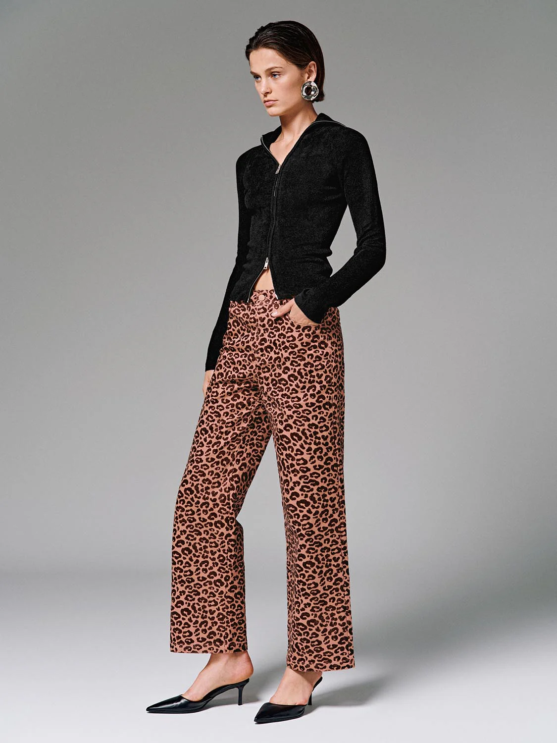 Leopard Print Straight Leg Pants - Image 5