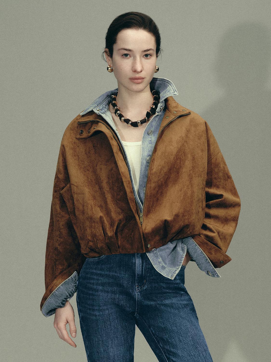Mock Neck Bomber Jackets