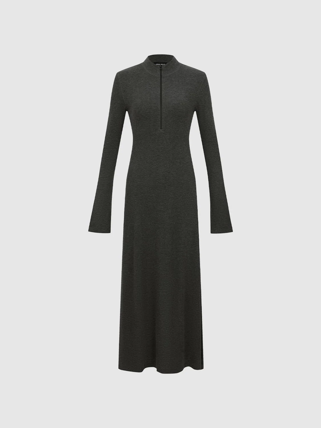 Mock Neck Half Zip A-Line Maxi Dresses - Image 7