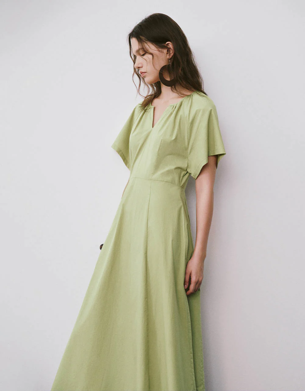 Notch Neck Raglan Sleeve A-Line Dress - Image 3