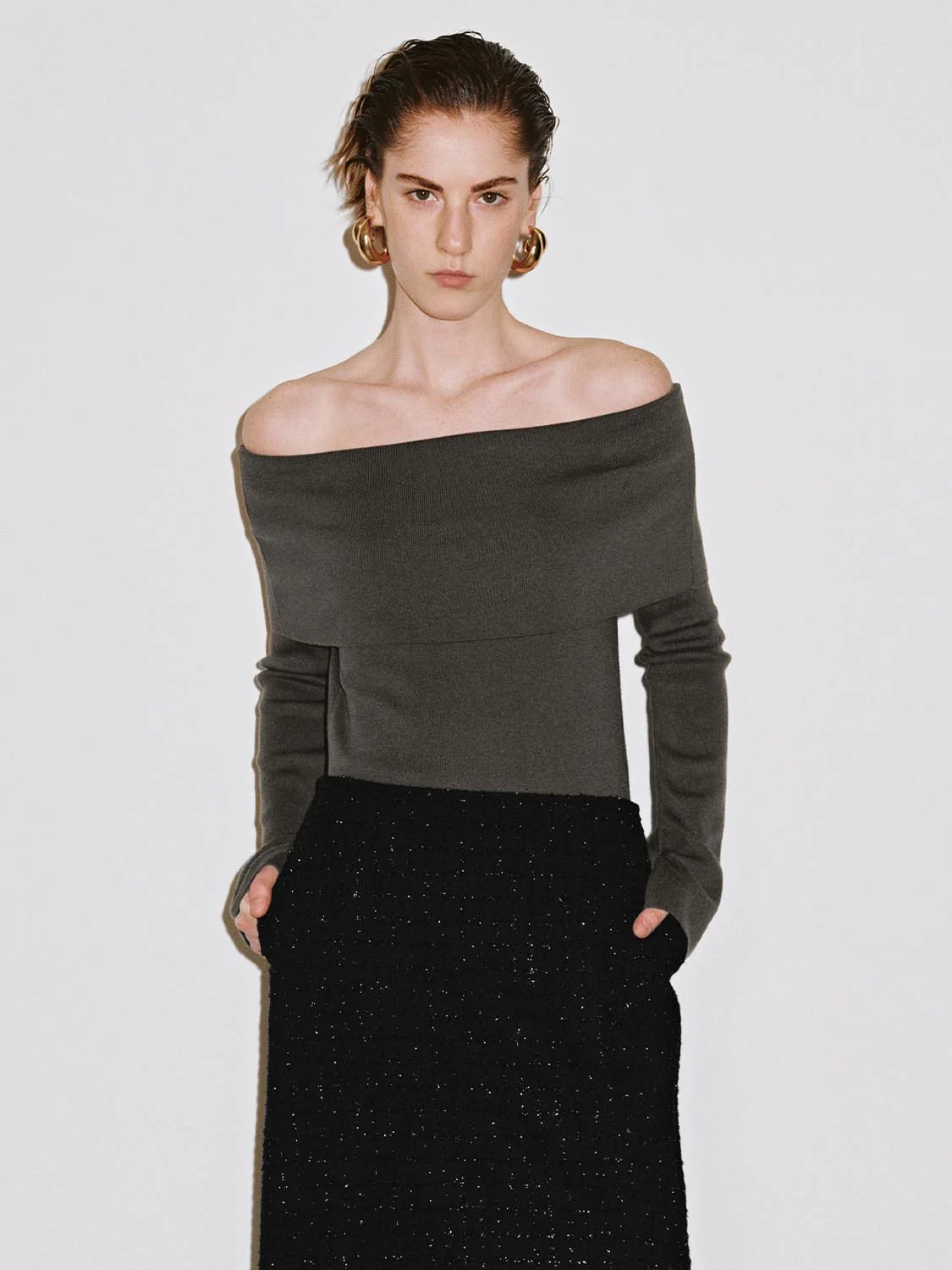 Off Shoulder Knitted T-Shirts - Image 20